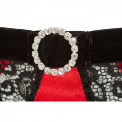Abierta Fina - Set Reggiseno, Reggicalze, Pizzo, Rosso, Tg M