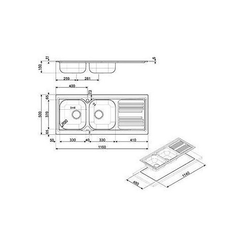 Smeg LYP116S - Lavello ad Incasso, 2 Vasche,...