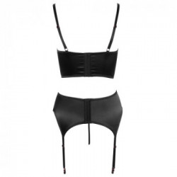 Abierta Fina Shelf Bra Set - Completino Intimo Nero con Reggicalze, Taglia 85B/L