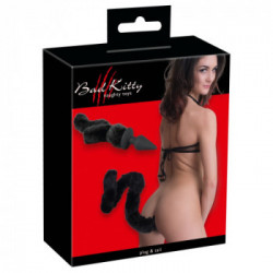 Bad Kitty - Plug Anale con Coda di Pelliccia, Silicone, Viscosa, Nera