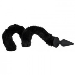 Bad Kitty - Plug Anale con Coda di Pelliccia, Silicone, Viscosa, Nera