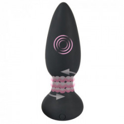 Black Velvets - Plug Anale con Rotazione. Telecomando, Silicone, Nero