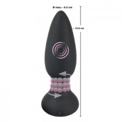 Black Velvets - Plug Anale con Rotazione. Telecomando, Silicone, Nero