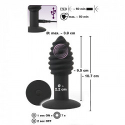 Black Velvets - Plug Anale a Torsione, con Vibrazione, Impermeabile, Nero, Silicone