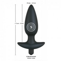 Black Velvets - Plug Anale con Vibrazione, Silicone, Lungo, Nero, 17cm