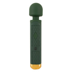 Emerald Love Luxurious - Massaggiatore con Testa Vibrante, Stimolante, Lungo, 22 cm, Ricaricabile, Silicone, Verde