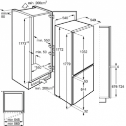 Aeg SCK618F3FS - Frigorifero da incasso Combinato, LowFrost, 72 L, Classe F