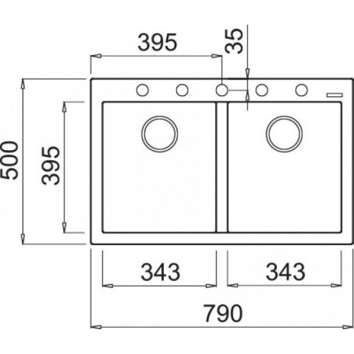 Elleci LKQ35095 - Lavello quadra 350, 79X50,...