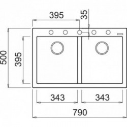 Elleci LKQ35095 - Lavello quadra 350, 79X50, 2V, champagne