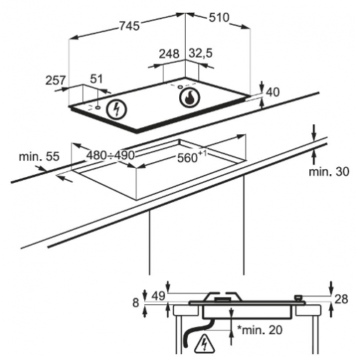 Aeg HGB75520SM - Piano Cottura a Gas Slim...