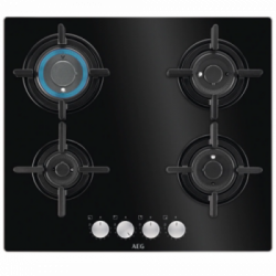 Aeg HKB64029NB - Piano Cottura a Gas FlushBurner, 60 cm, 4 Fuochi, Vetro Nero