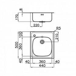 Foster 1144 061 - Lavello S1000 Sopratop, vasca a DX, Inox spazzolato, 44x50 cm