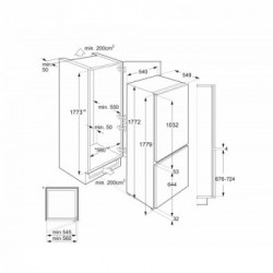 Smeg C4172F - Frigorifero Combinato da Incasso, 268 Litri, Classe F, 54.8 x 177.2 x 54.9 cm
