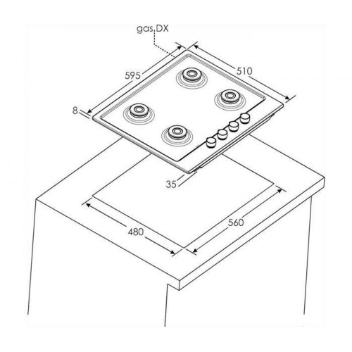 Candy CHW6BR4WPX - Piano Cottura a Gas, 4...