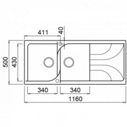 Elleci LGE50043 - Lavello ego 500, 116X50, 2VG, tortora