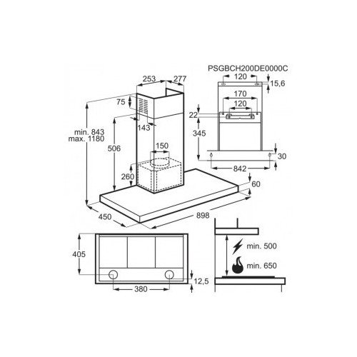 Aeg DBB3951M - Cappa a Parete, 90 cm, Acciaio...