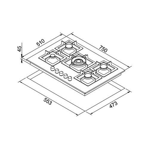 Elleci PMSP75173CS - Piano cottura PLANO, 75...