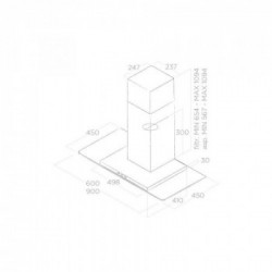 Elica TRIBE IX/A/90 - Cappa Aspirante a Parete, Acciaio Inossidabile, Trasparente, 600 m³/h, PRF0150291,A
