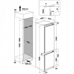 Hotpoint BCB 7525 D2 - Frigorifero Combinato da Incasso, 289 Litri, Classe E (A++)