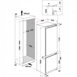 Whirlpool SP40 801 1 - Frigorifero Combinato da Incasso, 6° Senso, 400 Litri, Classe F, Cerniere a DX, 70 cm