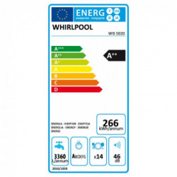 Whirlpool WIS 5020 - Lavastoviglie da Incasso a Scomparsa Totale, 14 Coperti, Classe E