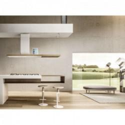 Elica BIO ISLAND WH/A/120x58 USB ROVERE - Cappa Aspirante a Isola, Bianco, Legno, 757 m³/h, PRF0148081, A+