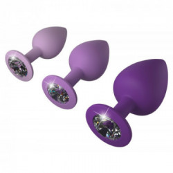 Fantasy For Her - Plug Anale , 3 Pz, Soft Touch, Silicone, Pietra Glitter, Viola