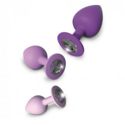 Fantasy For Her - Plug Anale , 3 Pz, Soft Touch, Silicone, Pietra Glitter, Viola