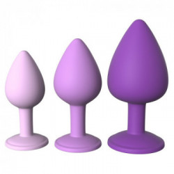 Fantasy For Her - Plug Anale , 3 Pz, Soft Touch, Silicone, Pietra Glitter, Viola