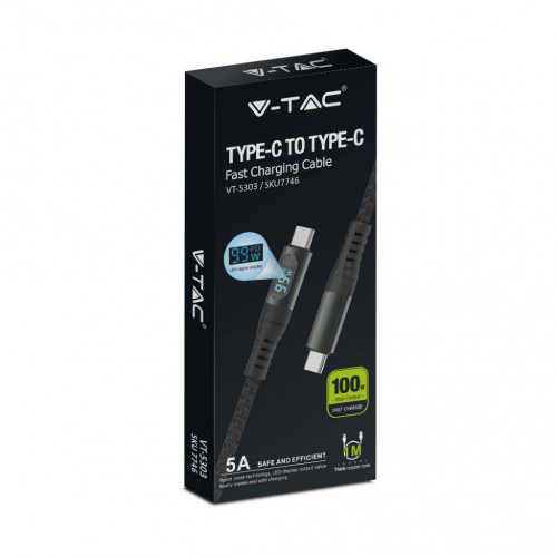 V-TAC Cavo USB a Tipo C 1mt Colore Nero