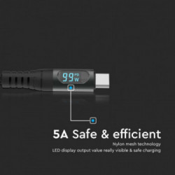 V-TAC Cavo USB a Tipo C 1mt Colore Nero
