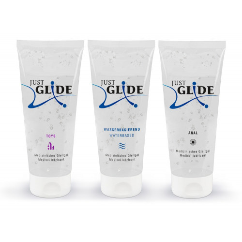 Just Glide - Lubrificante, Vegano, Set 3 x 200ml 
