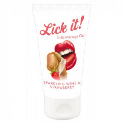 Lick ItWine-Strawberry 50 ml - Gel per Massaggi Erotici, Aroma Fragola, 50 ml