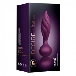 Rocks Off Desire - Plug Anale con Vibrazione, 10 MOD, Impermeabile, Telecomando, Ricaricabile, Viola