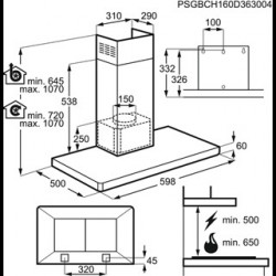 Electrolux EFB60460OX - Cappa a Camino, Inox, 603 m³/h, 60 cm, B