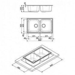 Smeg LZ862CT - Lavello da Incasso, 2 Vasche, Rettangolare, 86 cm, Cemento