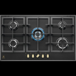 Electrolux KGS9536RN - Piano Cottura a Gas, Tripla Corona, Nero Ghisa, 90 cm