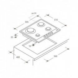 Candy CHW6BF4WPX - Piano Cottura a Gas, 4 Fuochi, 60 cm, Inox