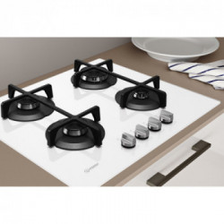 Indesit ING 61T/WH - Piano Cottura a Gas, 4 Fuochi, 59 cm, Bianco 