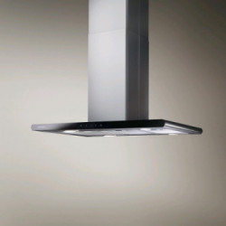 Elica Galaxy Island BLIX/A/90x45 - Cappa Aspirante ad Isola, Inox e Vetro Nero, 90x45 cm, PRF0017852, C