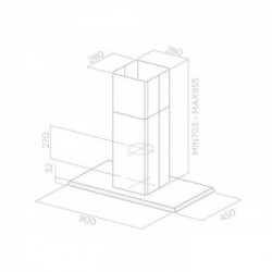 Elica Galaxy Island BLIX/A/90x45 - Cappa Aspirante ad Isola, Inox e Vetro Nero, 90x45 cm, PRF0017852, C