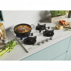 Candy CVG6BR4WPW - Piano Cottura a Gas, Bianco, 59.5 cm, 4 Fornello(i)