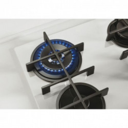 Candy CVG6BR4WPW - Piano Cottura a Gas, Bianco, 59.5 cm, 4 Fornello(i)