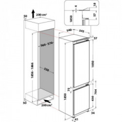 Hotpoint BCB 75251 - Frigorifero Combinato da Incasso, LowFrost, 289 Litri, Classe F (A+)