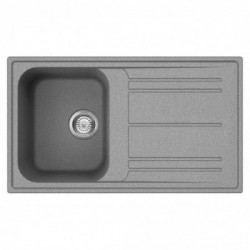 Smeg LZ861CT - Lavello da Incasso, Una Vasca, Gocciolatoio a Destra, Grigio