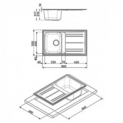 Smeg LZ861CT - Lavello da Incasso, Una Vasca, Gocciolatoio a Destra, Grigio