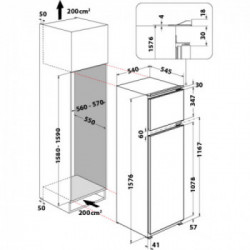 Hotpoint T 16 A2 D/HA 1 - Frigorifero Doppia Porta da Incasso, 239 Litri, Classe F (A++)