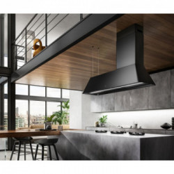  Elica PRF0171- Cappa a Isola Sospesa, 120 cm, Purificatore D'Aria, Nero, effetto soft touch Ikona Maxxi Pure, Classe A