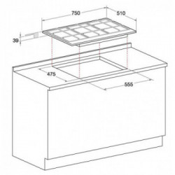 Hotpoint Ariston PCN752T/AS/HA - Piano Cottura, Gas, 75 cm
