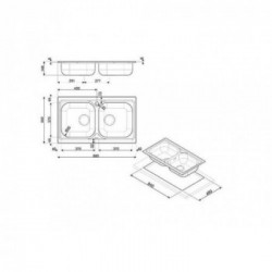 Smeg LYP862 - Lavello da Incasso, 2 Vasche, Rettangolare, Acciaio